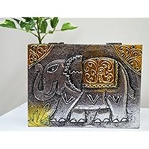 Amazon｜木製収納箱 飾り箱 ゾウ シルバー 銀 アジアン雑貨 バリ